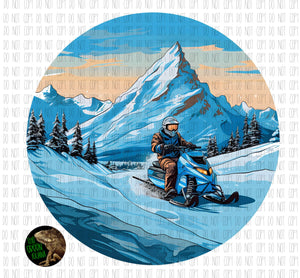 Snowmobile with winter scenery - DIGITAL