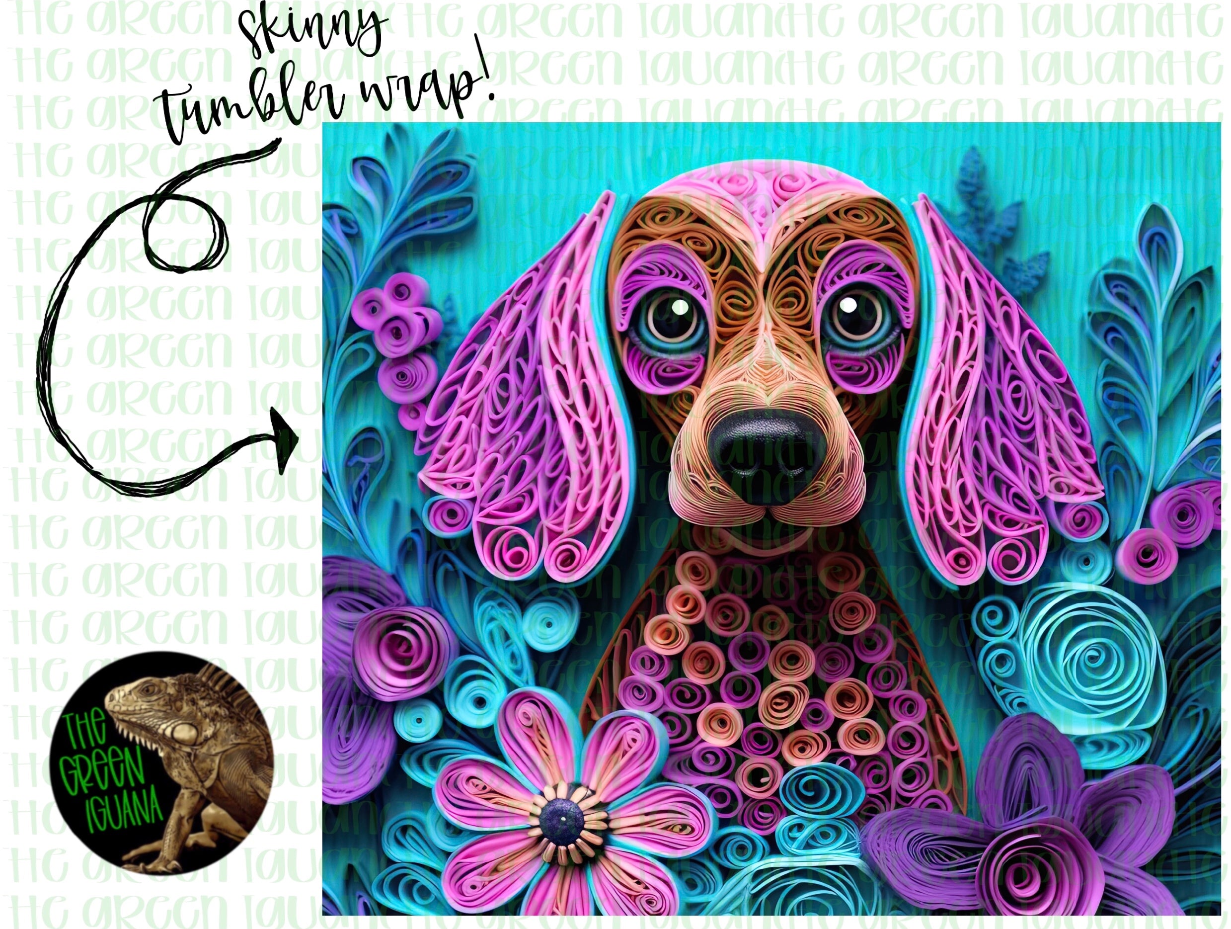 3D paper quilled dachshund - Tumbler wrap 20oz skinny