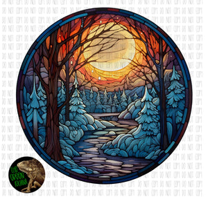 Stained glass winter scenery 2 - DIGITAL