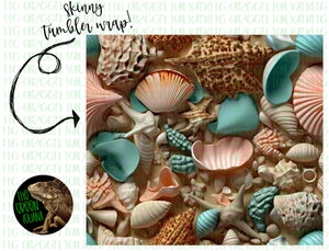3D seashells - Tumbler wrap 20oz skinny
