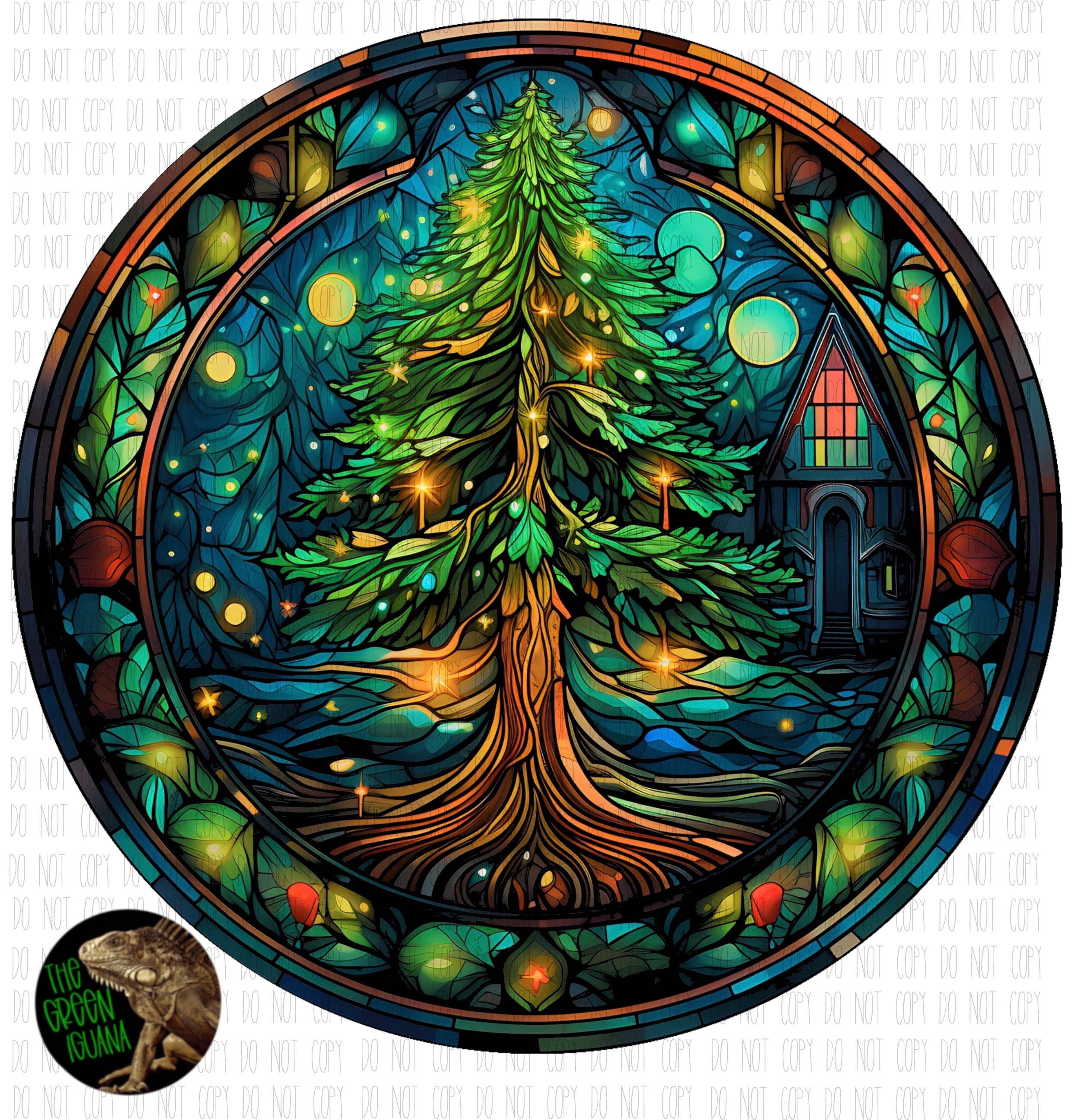 Stained glass colourful Christmas tree - DIGITAL