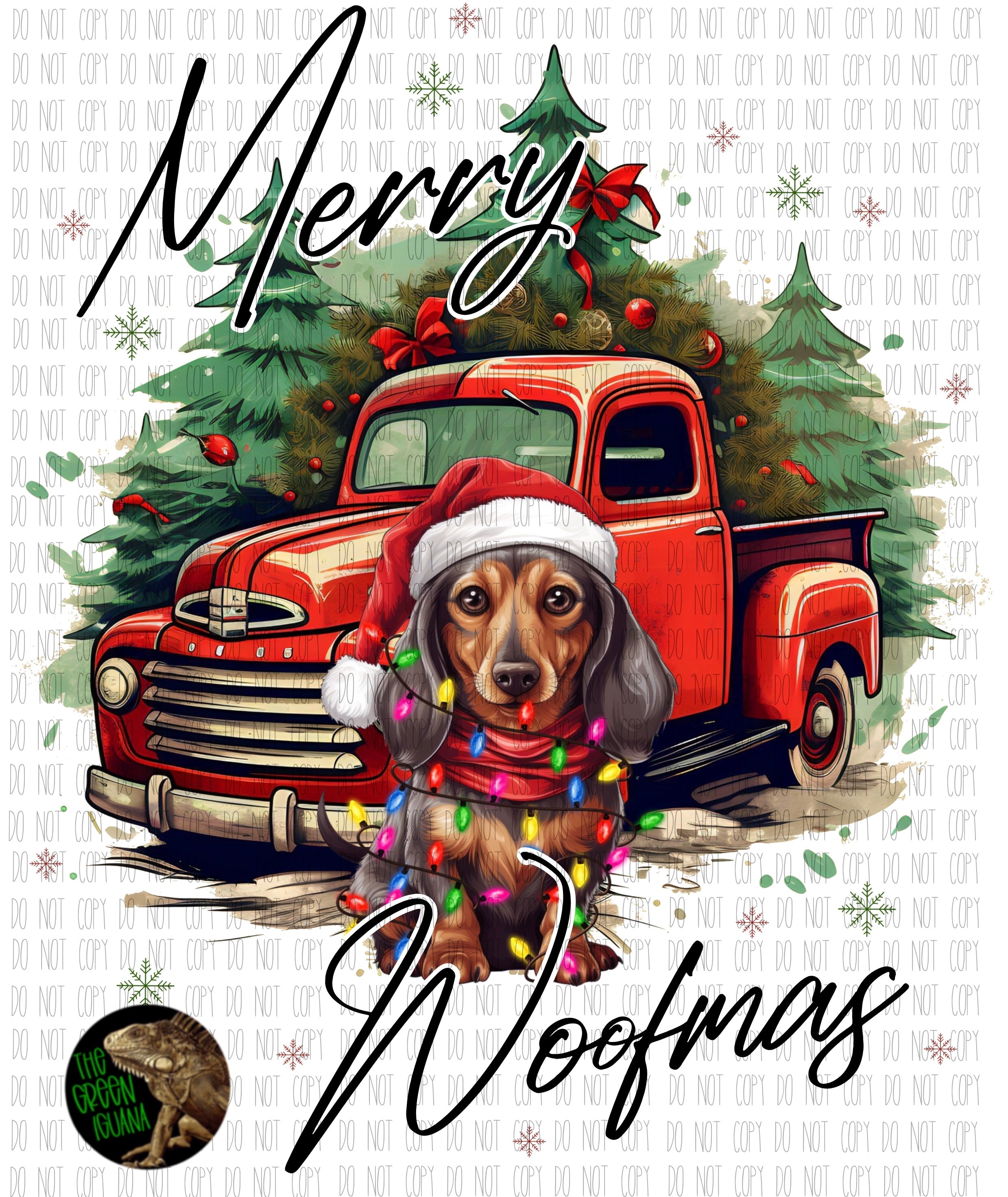 Merry Woofmas with Dachshund - DIGITAL