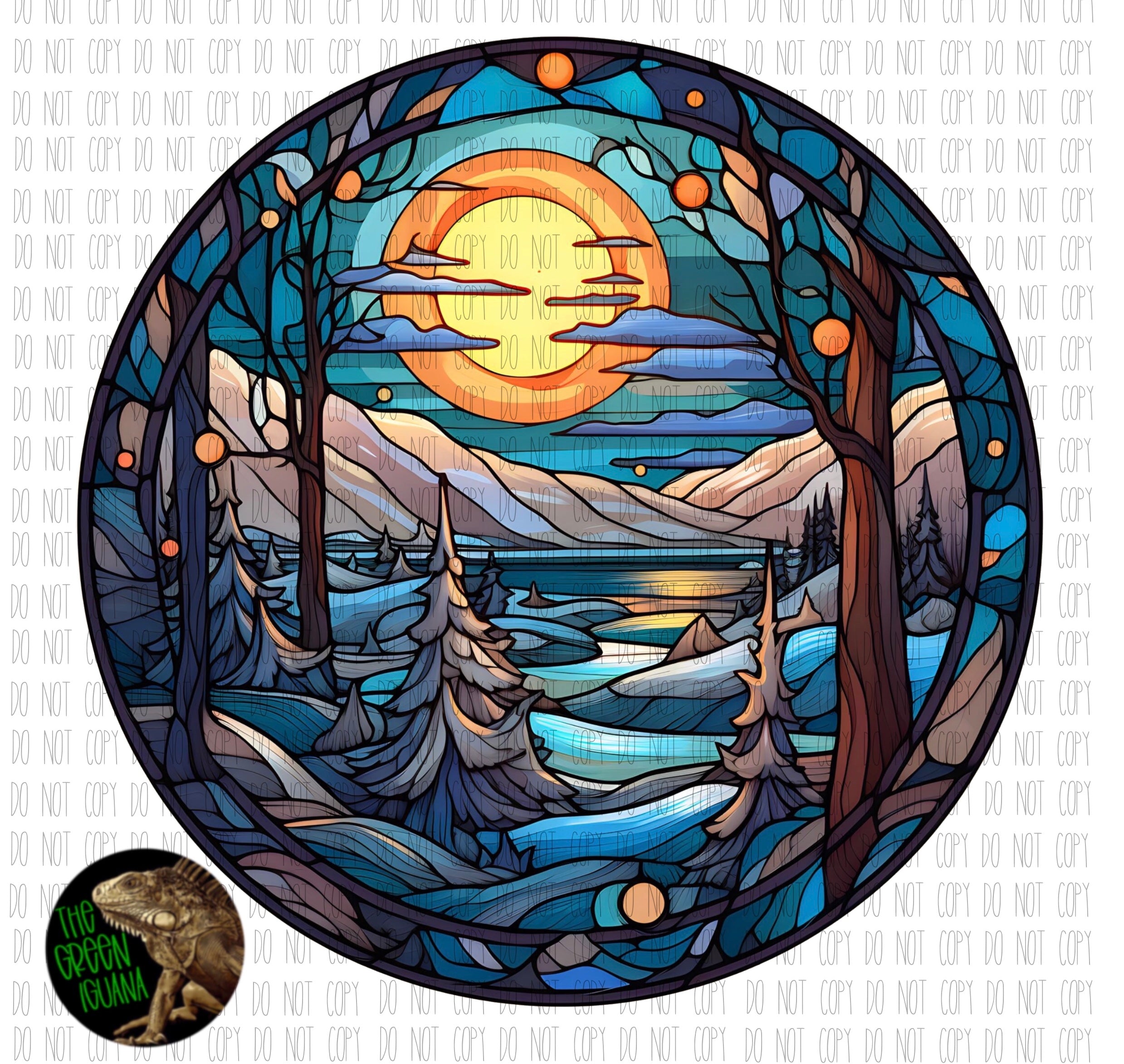 Stained glass winter scenery - DIGITAL