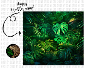 Green monstera leaves 20oz tumbler wrap - DIGITAL