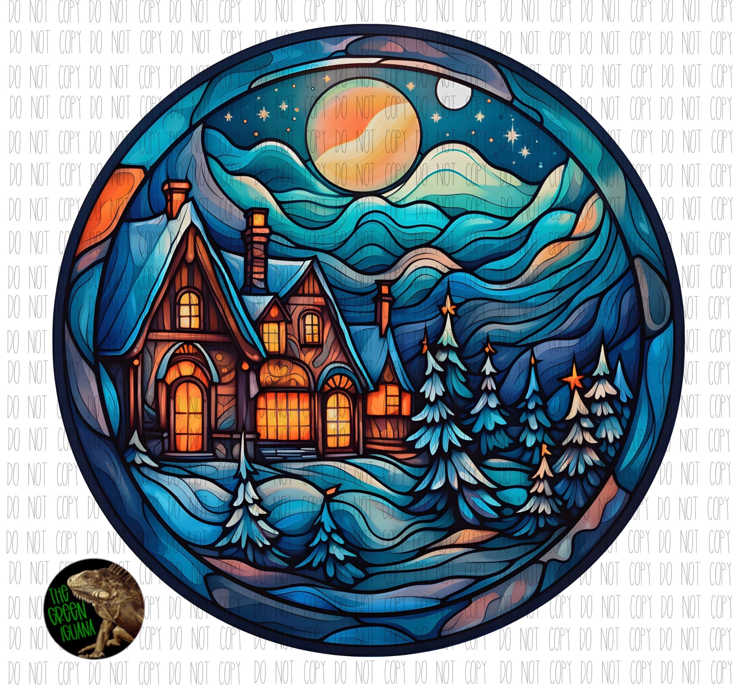 Stained glass Christmas/winter scenery 2 - DIGITAL