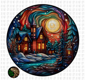 Stained glass Christmas/winter scenery - DIGITAL