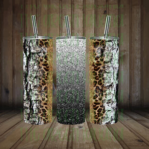 Black ombré/leopard tumbler wrap - 20oz skinny