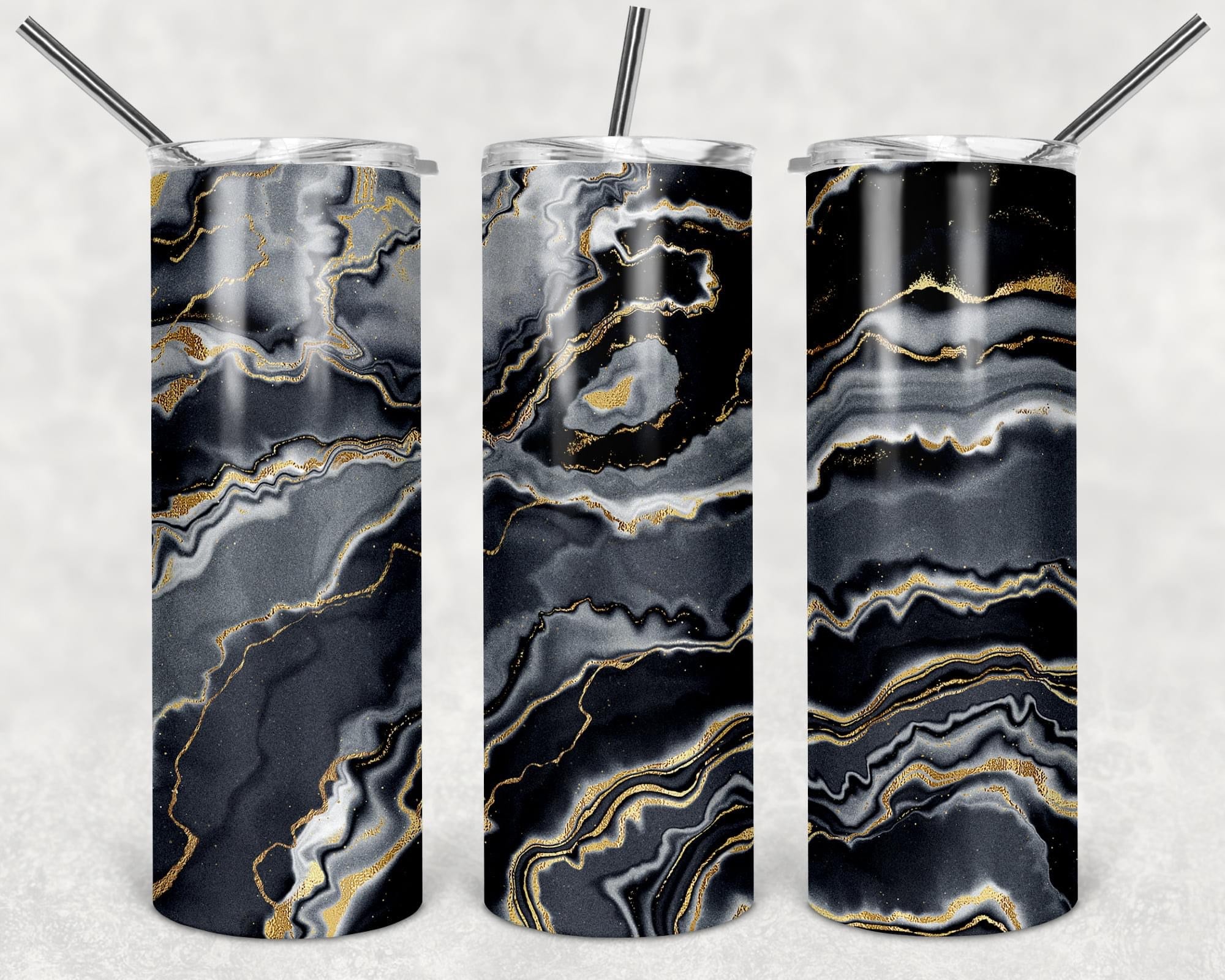 Black & gold marble - Tumbler wrap 20oz skinny