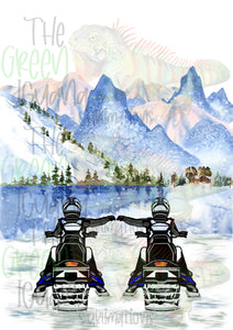 Snowmobile couple/friends - BLANK snowsuits (no color) DIGITAL
