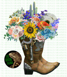 Cowboy boots with flowers - DIGITAL