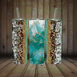 Turquoise/gold tumbler wrap - 20oz skinny DIGITAL