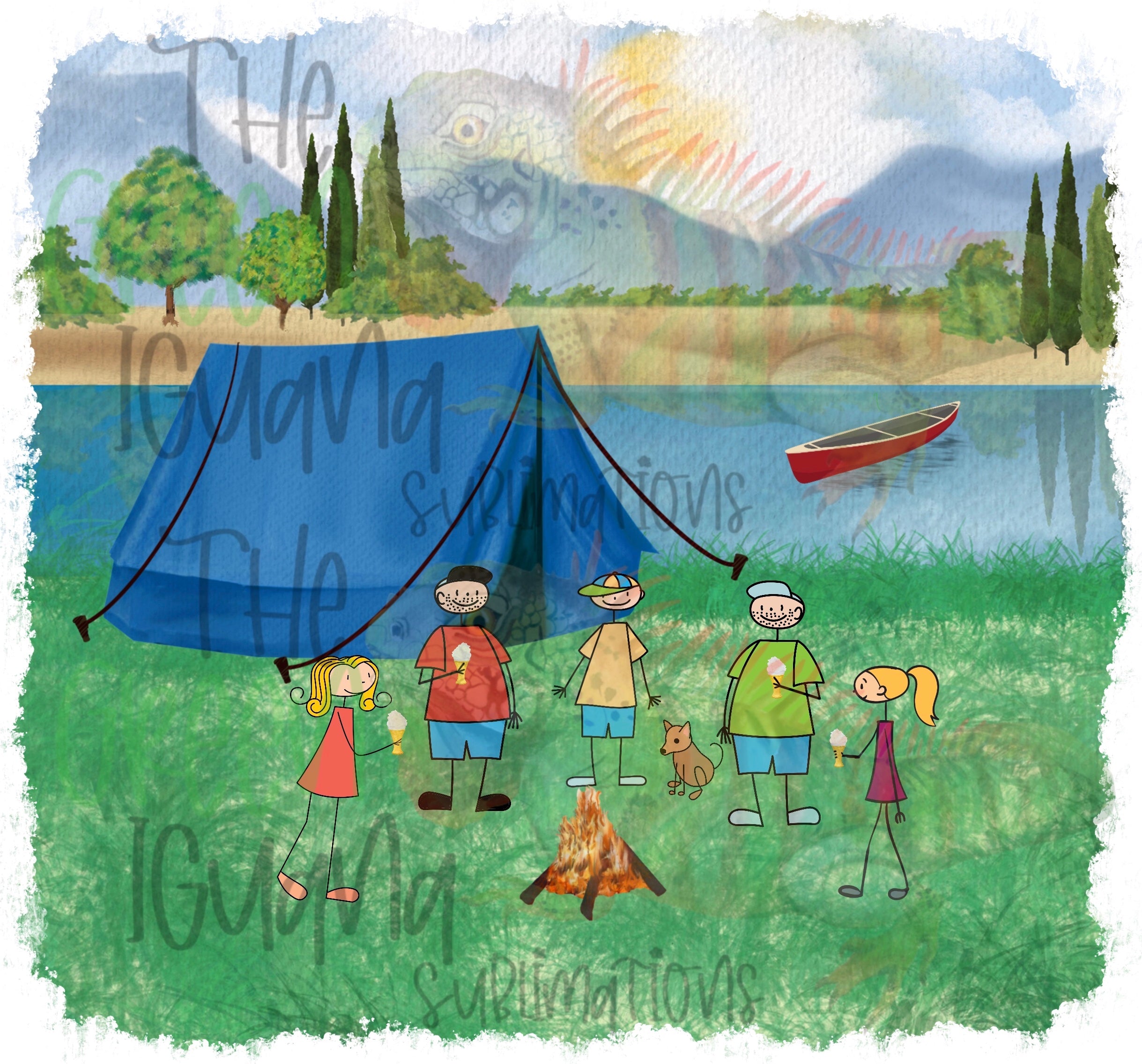 Campground scene with tent DIGITAL