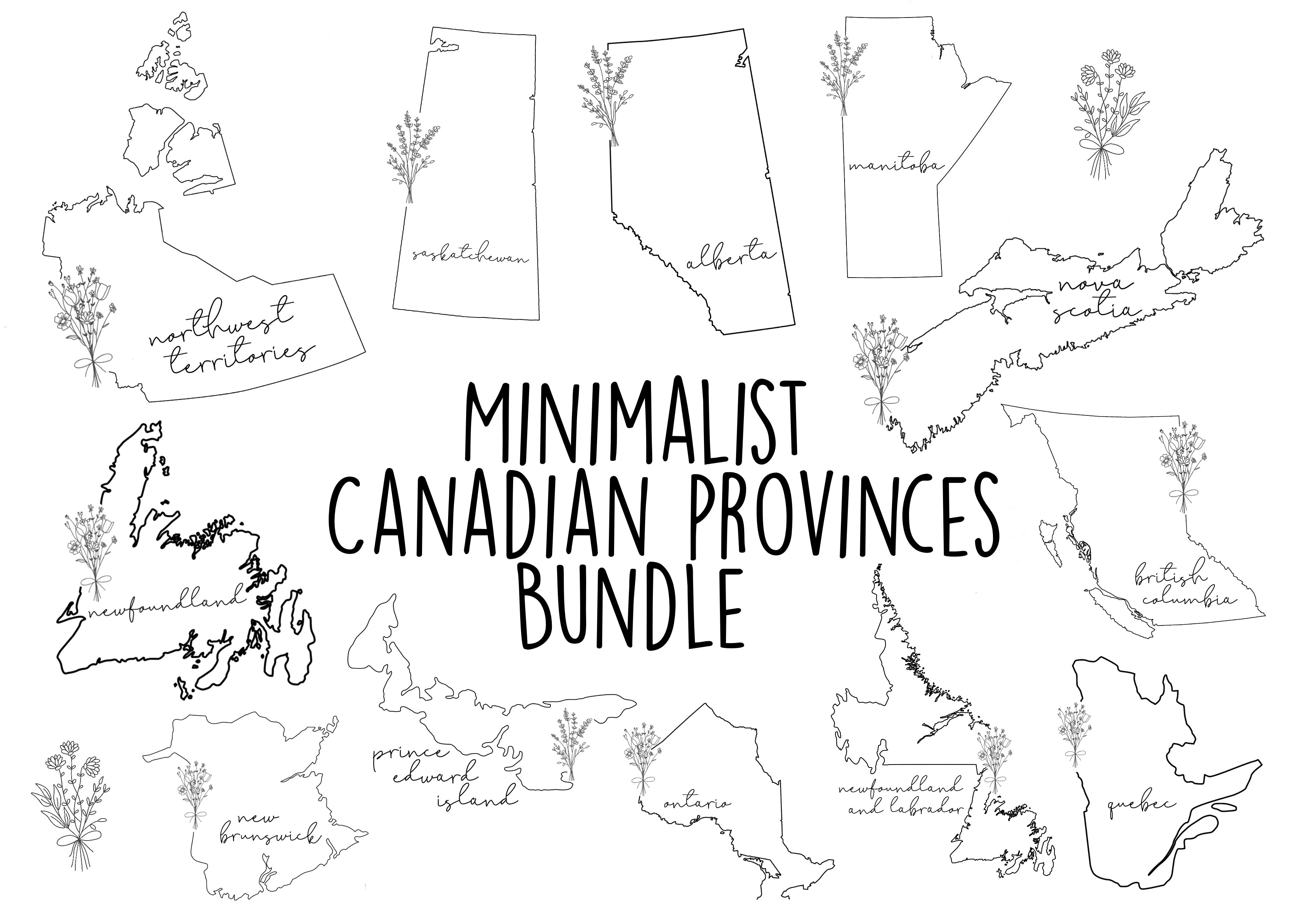 Minimalist Canadian Provinces DIGITAL BUNDLE (15 files)