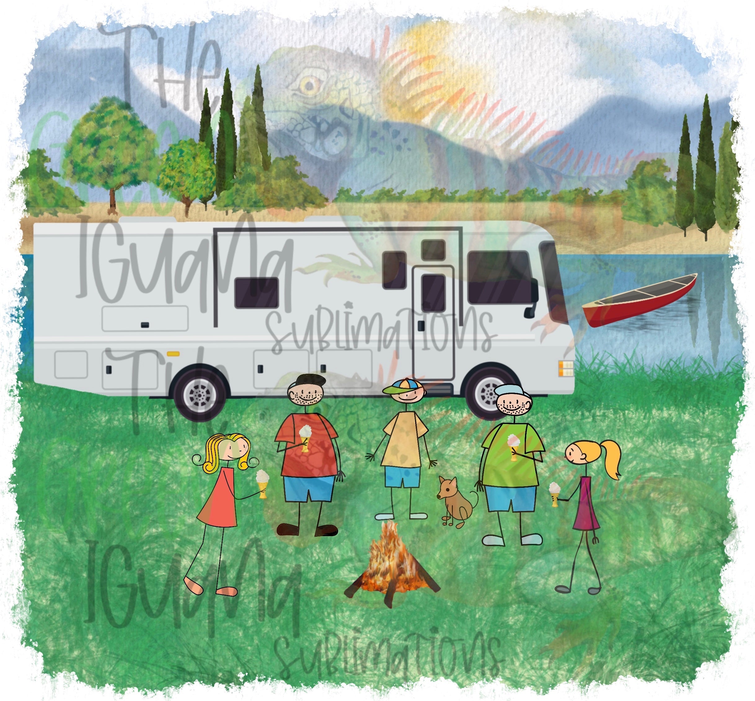 Campground scene with RV/Motorhome DTF transfer