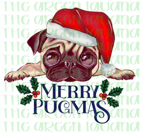 Merry Pugmas (Santa hat)- DIGITAL