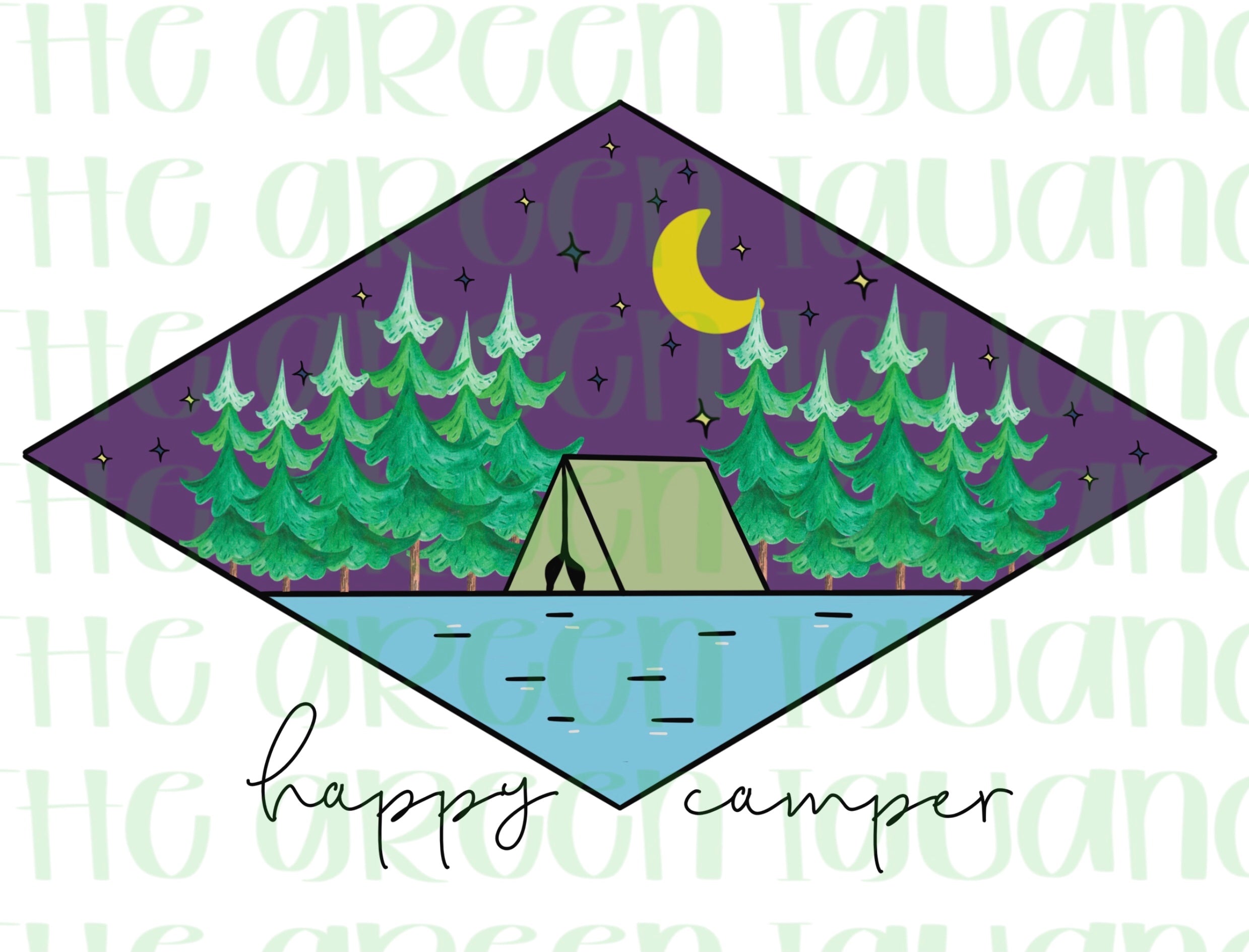 Happy camper (colourful line art) - DIGITAL