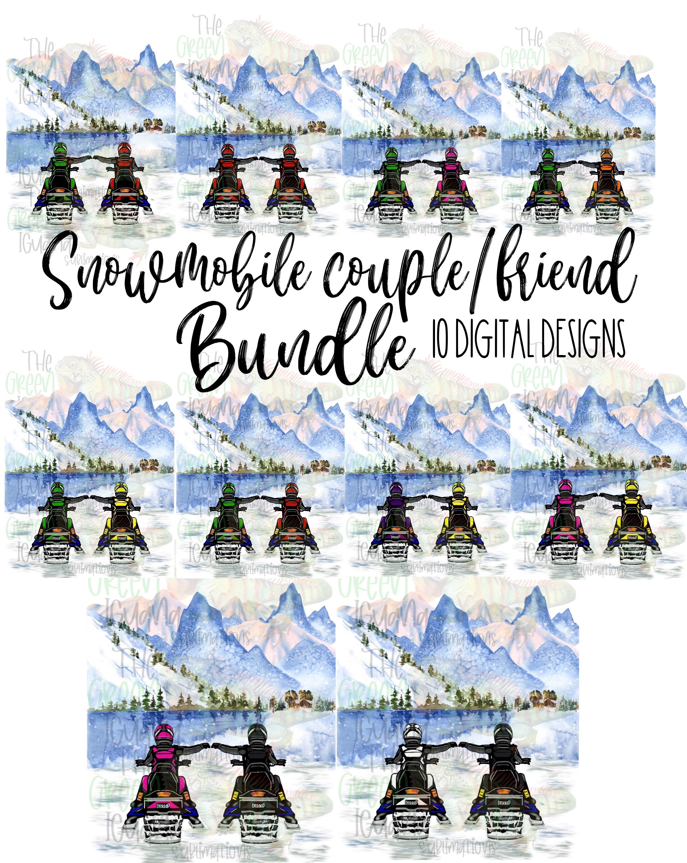 Snowmobile couple/friends DIGITAL BUNDLE  (10 files)