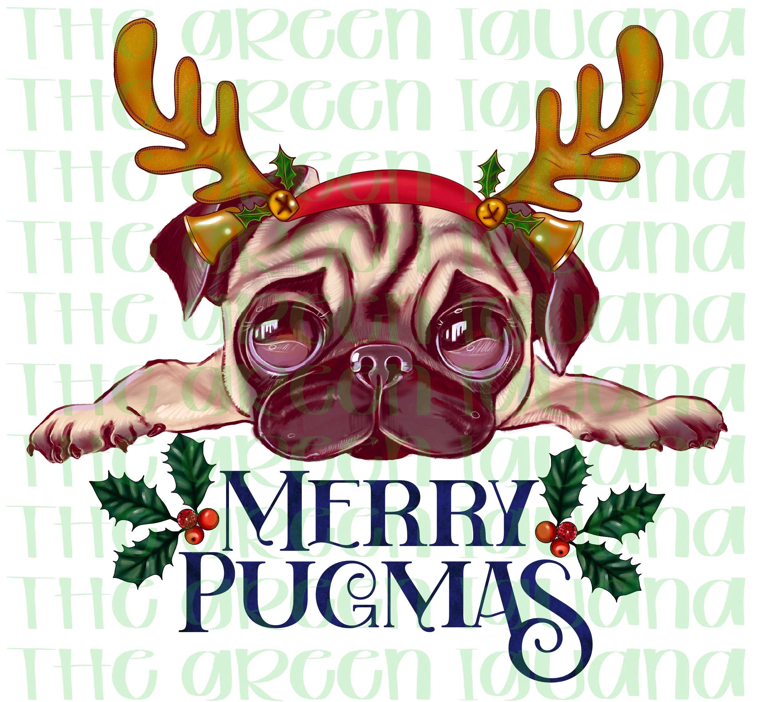 Merry Pugmas (reindeer)- DIGITAL