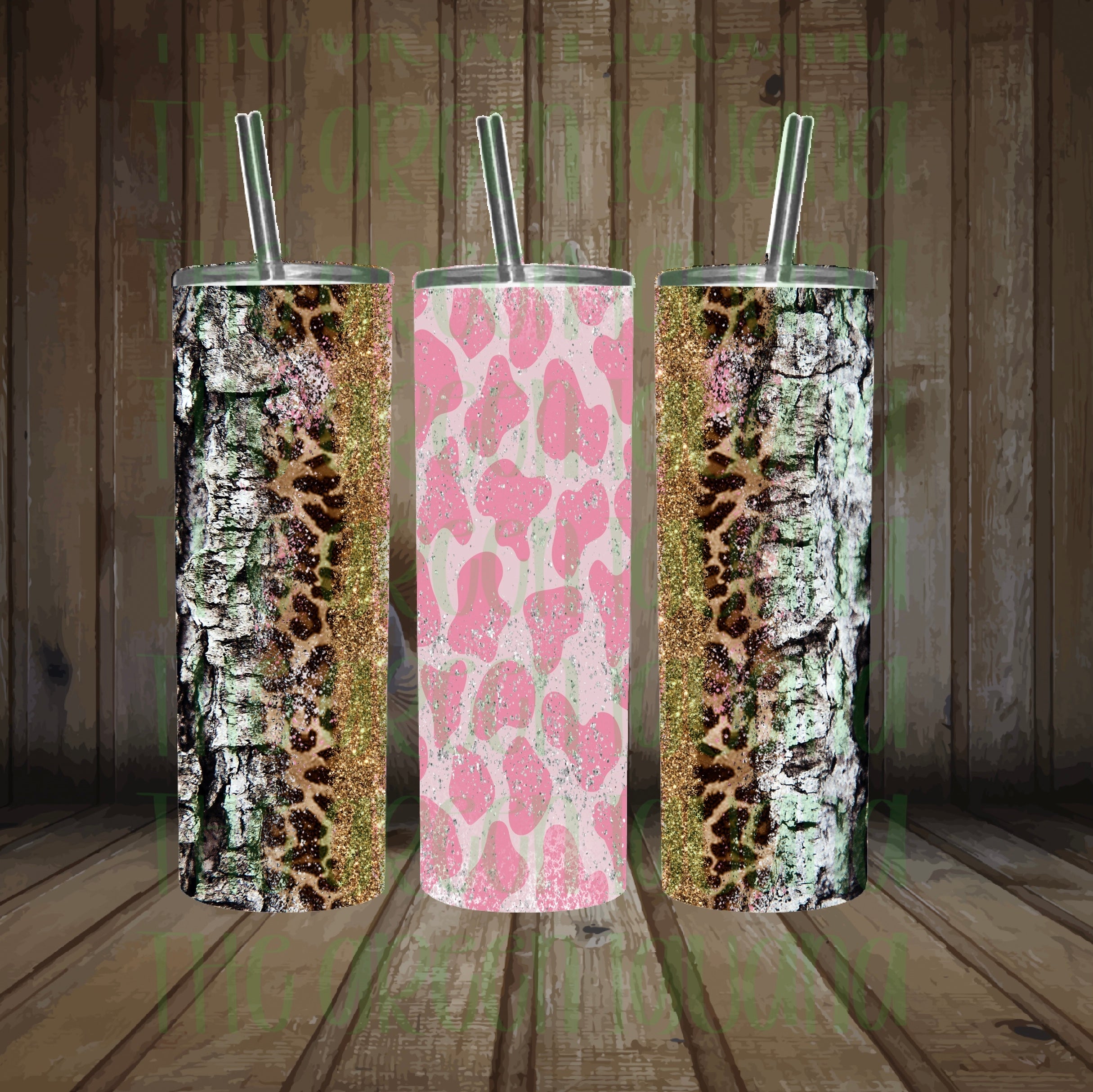 Pink cow print/leopard tumbler wrap - 20oz skinny DIGITAL