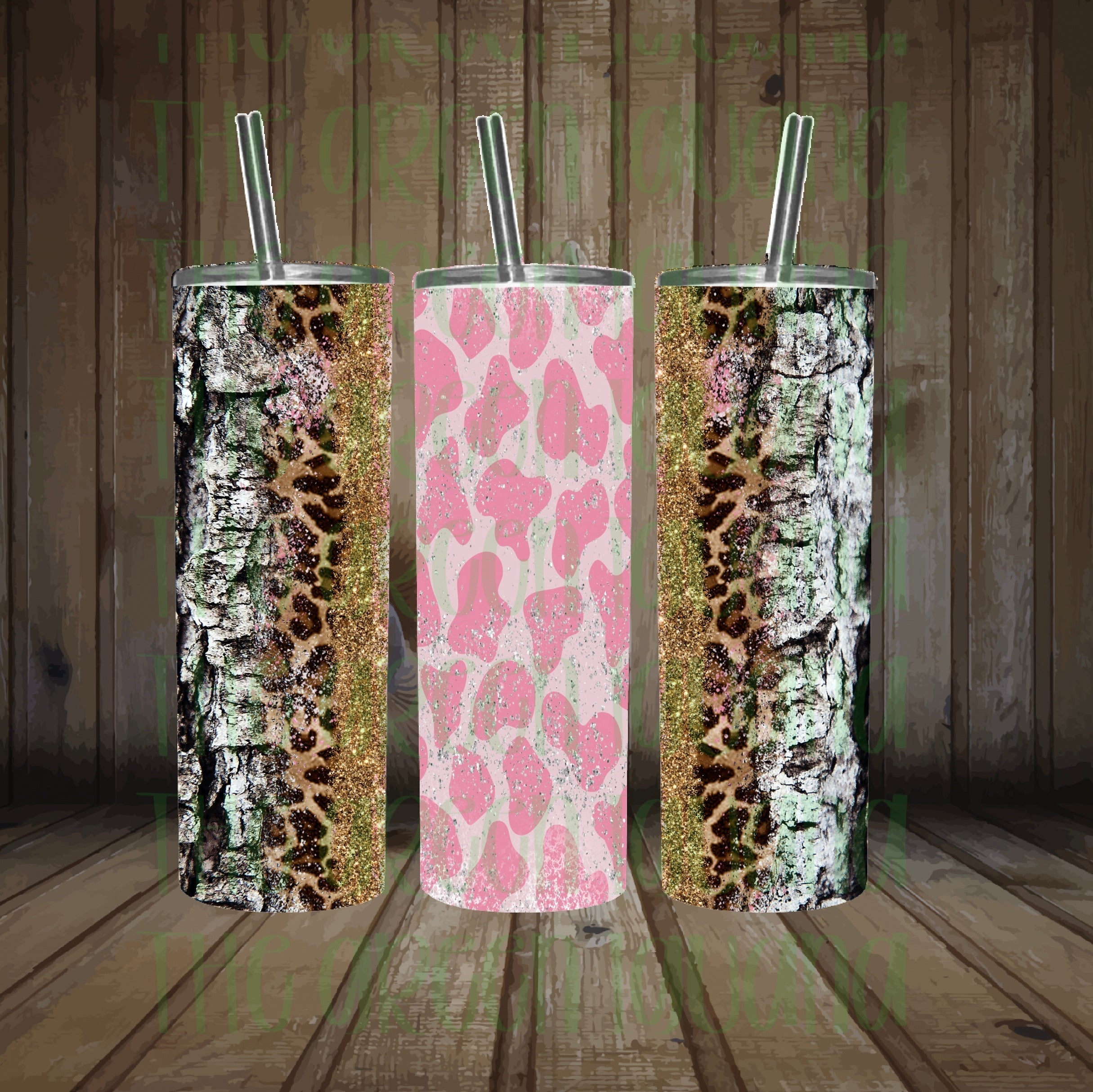 Pink cow print/leopard tumbler wrap - 20oz skinny