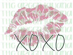XOXO with pink camo lips - DTF transfer