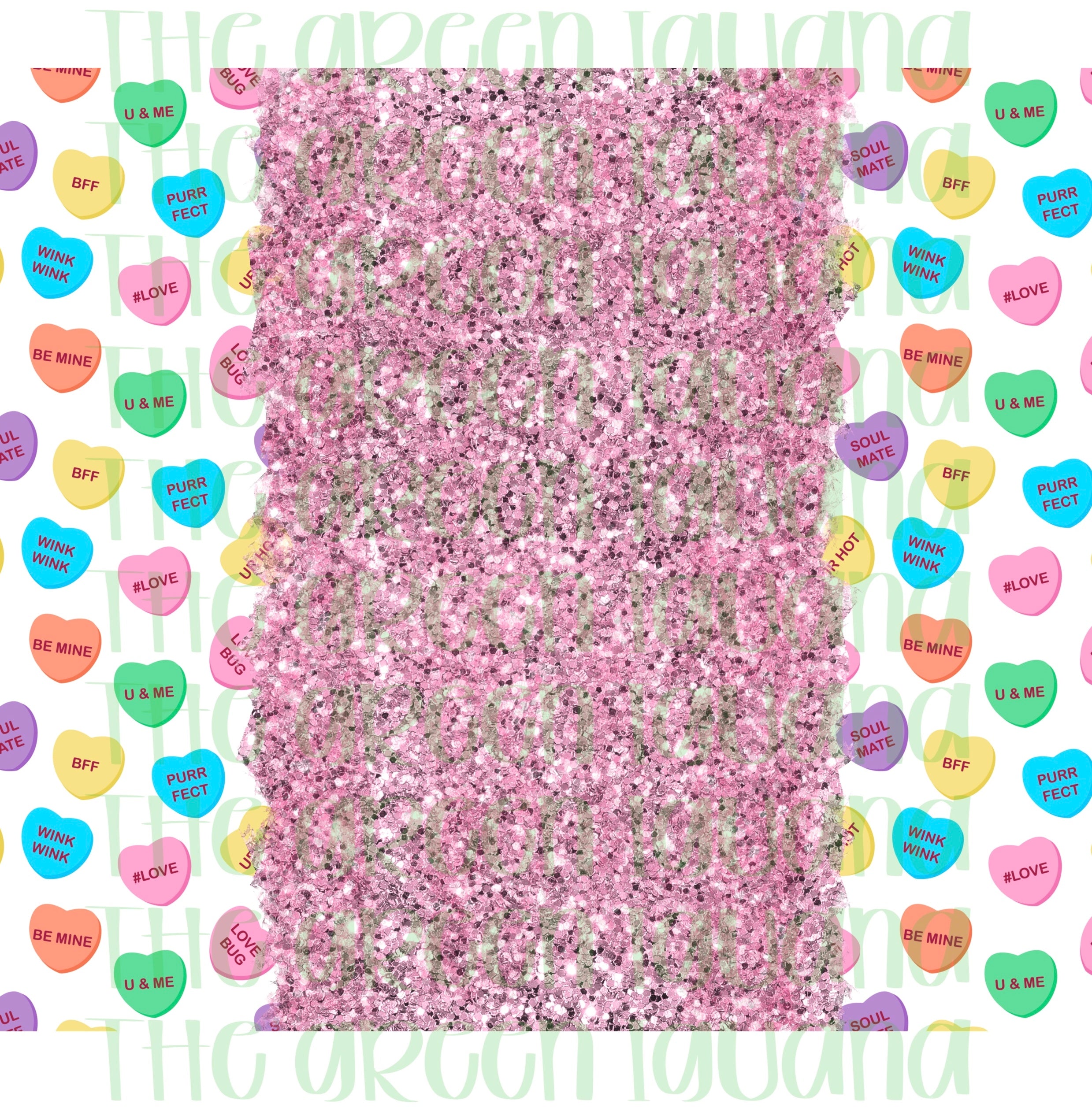 Candy hearts and pink glitter tumbler wrap - 20oz skinny DIGITAL