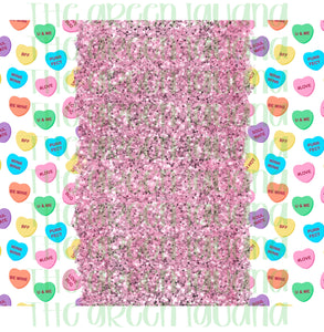 Candy hearts and pink glitter tumbler wrap - 20oz skinny DIGITAL