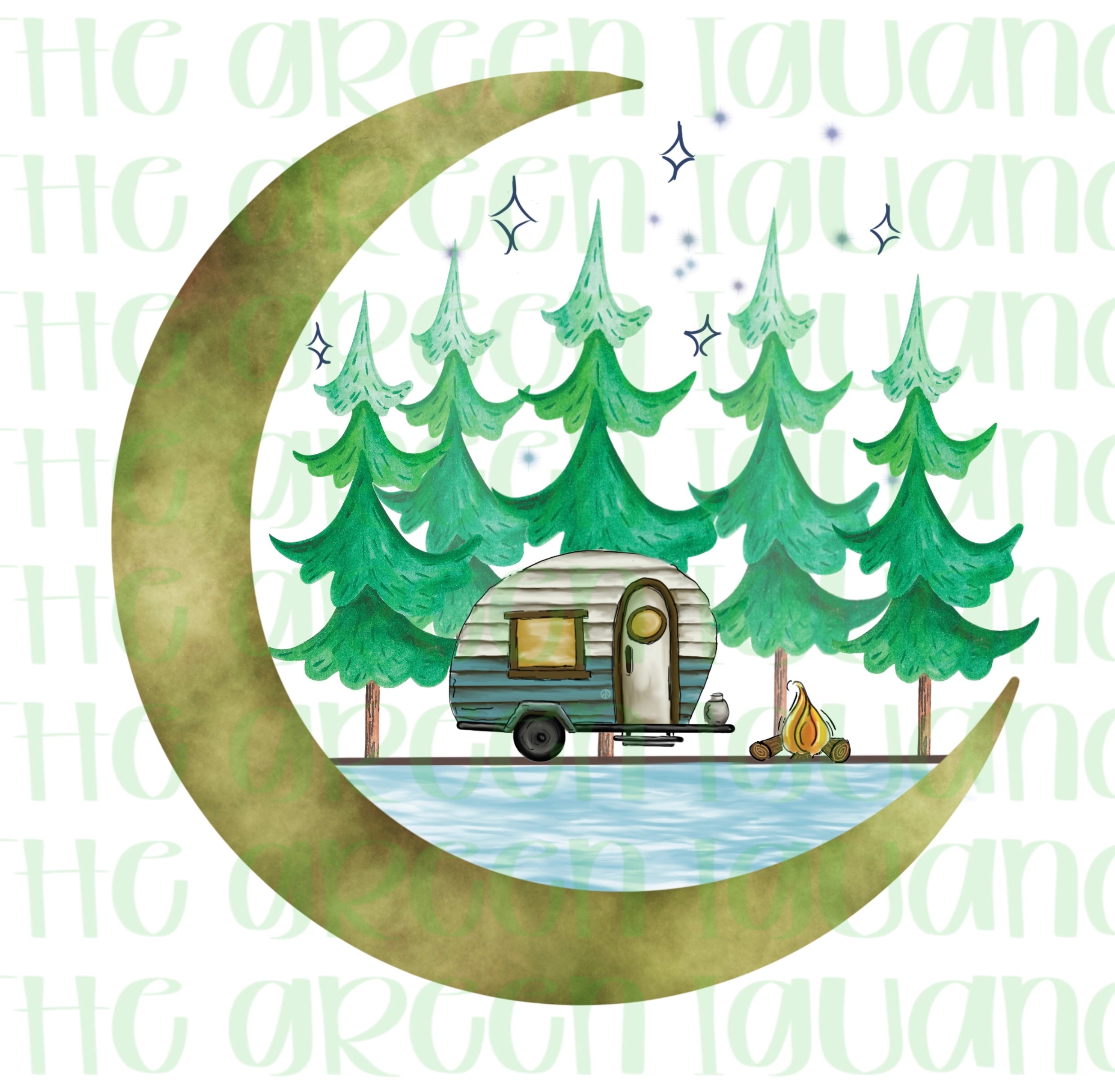 Moon camping scenery (camper) - DTF transfer