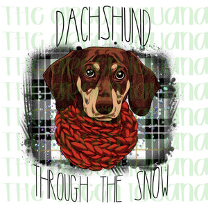 Dachshund through the snow (red)
