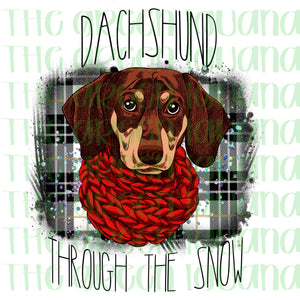Dachshund through the snow (red)  - DIGITAL