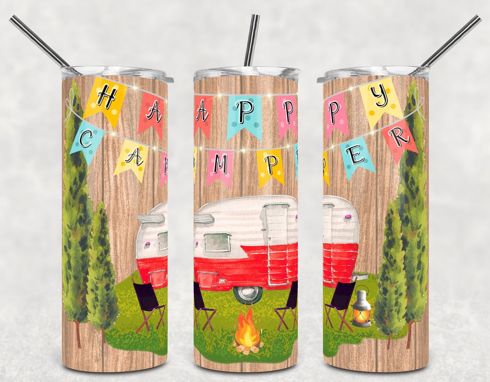 Happy camper - Tumbler wrap 20oz skinny