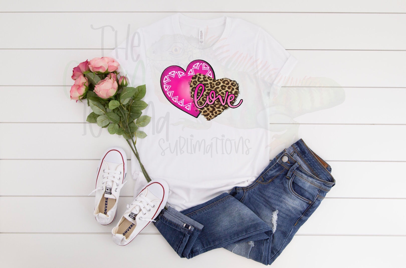 Love (leopard and pink hearts)